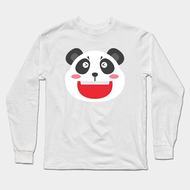 Happy Panda Head Art Print Long Sleeve T-Shirt by MariaStore